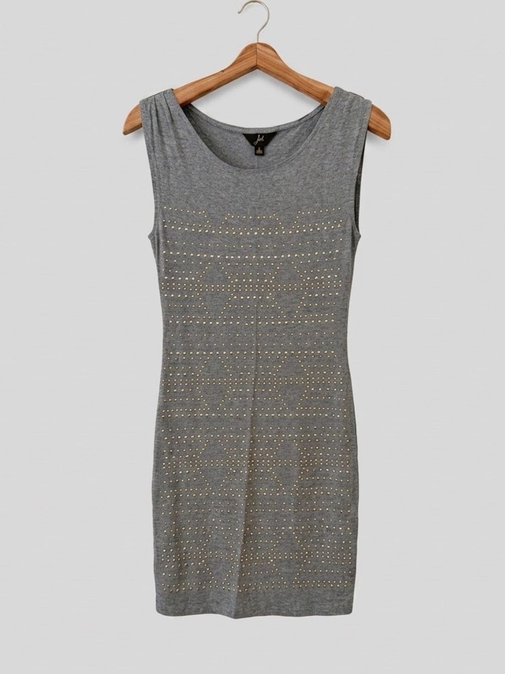 Jack by BB Dakota Sleeveless Grey Jersey Dress with Gold Studs, Size M